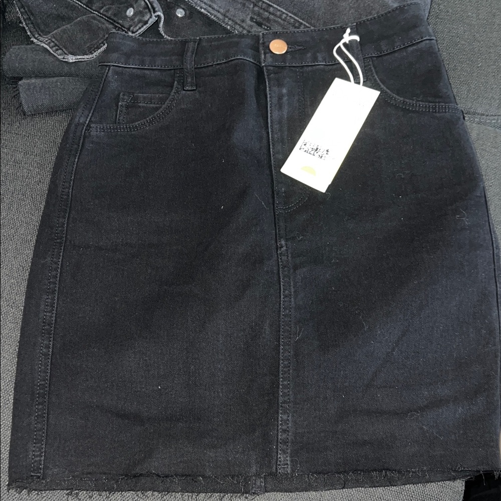 Classic Black Denim Skirt